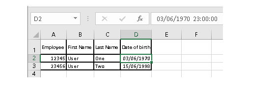 Excel data